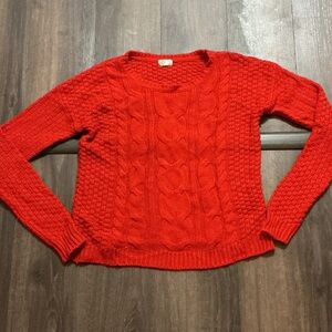 Vibrant Red Cable Knit Sweater
